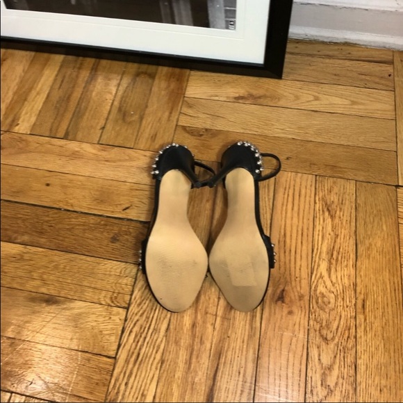 Black ankle strap Studded open toe heels - Picture 4 of 4